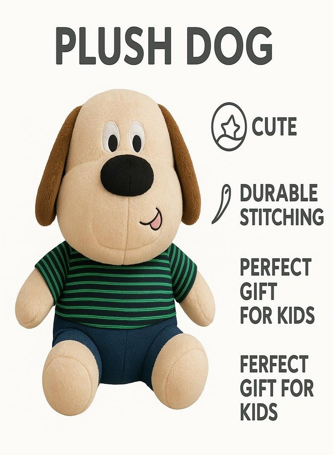 DTR Creation Cute Dog Soft Toy with Clothes | Super Soft Plush Puppy Stuffed Animal | Adorable Cuddly Toy Gift for Kids, Boys & Girls ? Beige & Brown (45 cm) - Image 4